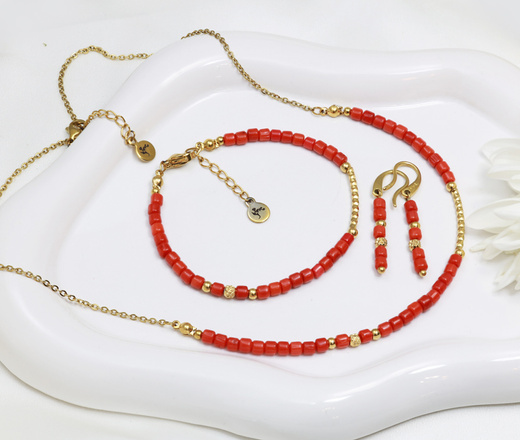 Elegancki koral komplet złocony 1875/8