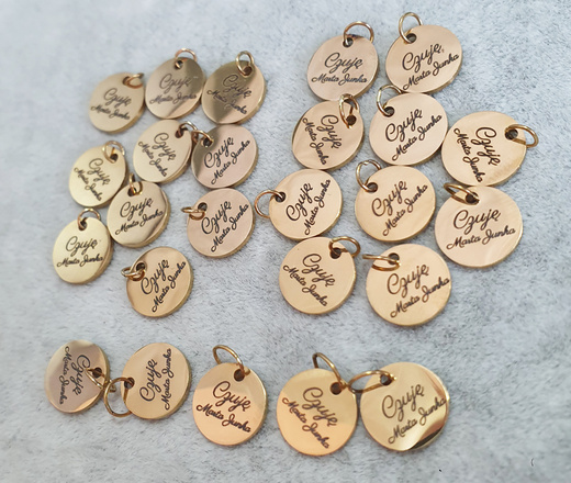 1547 Kółeczko blaszka grawerowana z logo stal szlachetna 12 mm Dla firm HURT