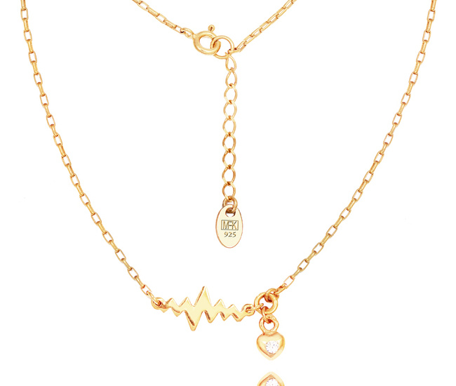 1320 naszyjnik linia życia z sercem srebrny 925 pozłacany