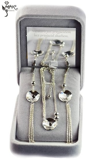 KPL782 biżuteria Swarovski KOMPLET kryształy + pudełko z grawerem