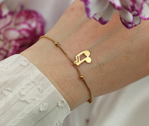 1641/1 bransoletka grawerowana srebro 925 pozłacane kuleczki nutka