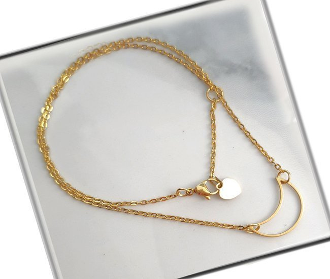 1232/3 naszyjnik złoty stal księżyc łańcuszek