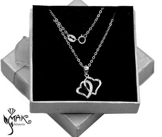 Nk916 naszyjnik połączone serduszka dla zakochanych