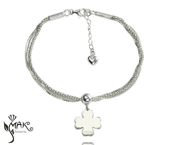 BR833 BRANSOLETKA Z GRAWEREM srebrna koniczynka