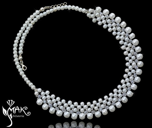 KPL421/3 PIĘKNY KOMPLET PEREŁKI KOŁNIERZYK - ŚLUB