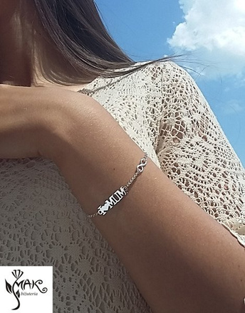 BR936 BRANSOLETKA Swarovski El. dla mamy serce infinity