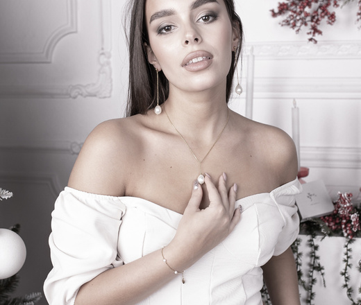 1452 bransoletka srebrna 925 perełki