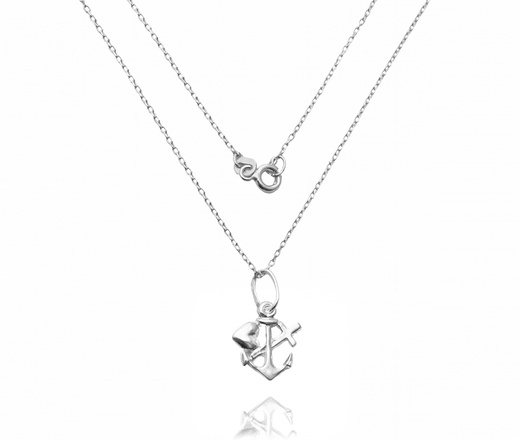 Łańcuszek z wisorkiem symbolizującym wiarę nadzieję i miłość zestaw upominkowy na Bierzmowanie i Chrzest srebro 925 1843/3