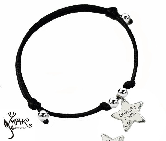 BR823 /9  BRANSOLETKA z grawerem na sznureczku rozgwiazda