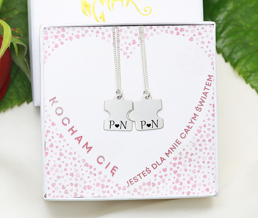 Naszyjniki z puzzlem 2 szt, srebro 925 zestaw walentynkowy 1899/13