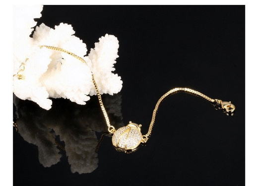 BR599/406 żółte złoto, CYRKONIE BRANSOLETKA biedronka