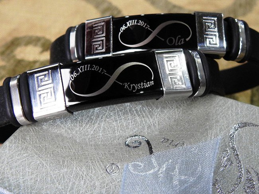 BR830 BRANSOLETKA Z GRAWEREM męska kauczuk