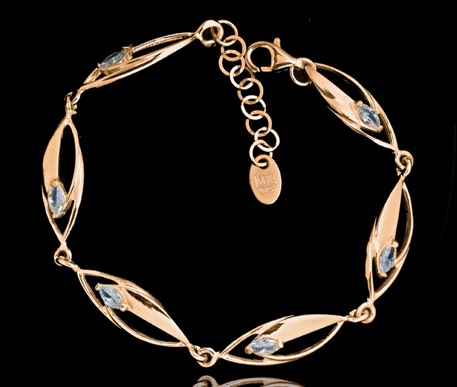 480/ 465 bransoletka srebrna 925  elegancka z cyrkoniami pozłacana