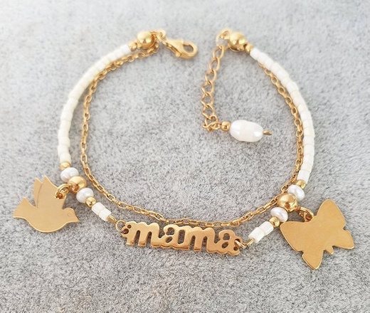 1274/1 bransoletka srebro 925 pozłacane Mama dla mamy z grawerem