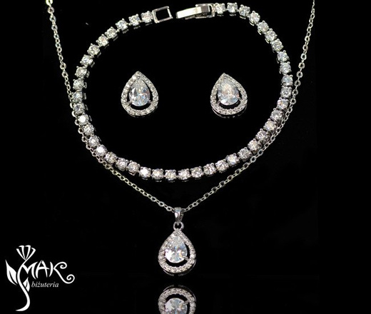 Kpl864 komplet ślubny, biżuteria ślubna z cyrkoniami (k599/576 + b599/147)