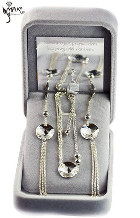 KPL782 biżuteria Swarovski KOMPLET kryształy + pudełko z grawerem