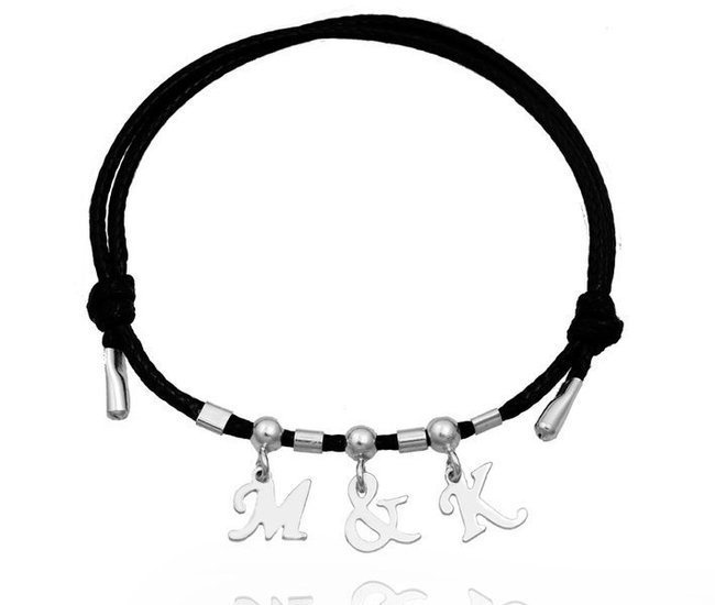 1129 BRANSOLETKA dowolne inicjały literki trzy