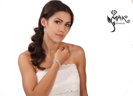 Kpl872 komplet ślubny, biżuteria ślubna z cyrkoniami b599/427 k599/239