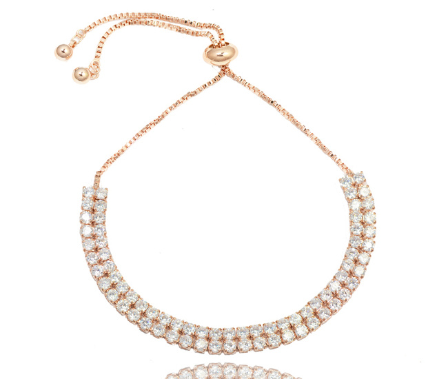 Br599/1035 bransoletka dwurzędowa z cyrkoniami złota