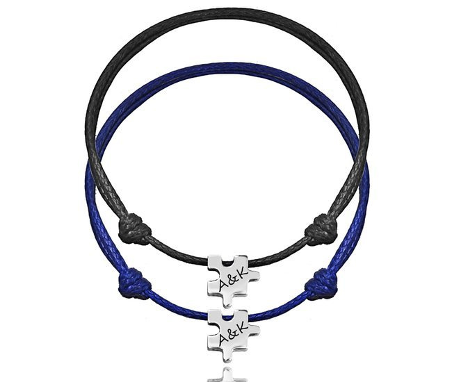 1236 bransoletki dla pary puzzle z grawerunkiem stalowe