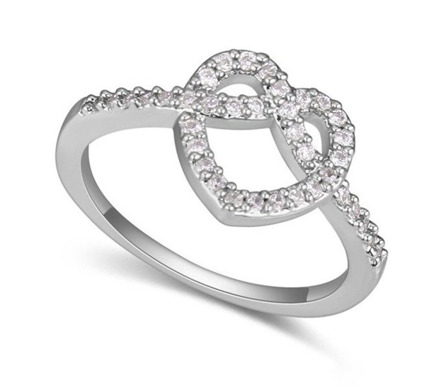 P599/445 PIERŚCIONEK serce infinity  cyrkonie roz. 17