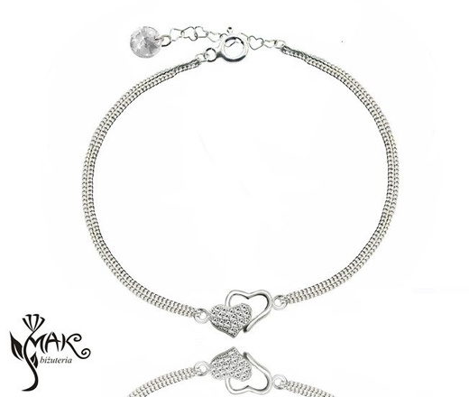 KPL800 serca KOMPLET celebrytka + pudełko z grawerem