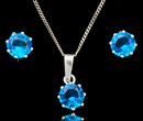 480/89  komplet srebrny koła z niebieskimi cyrkoniami