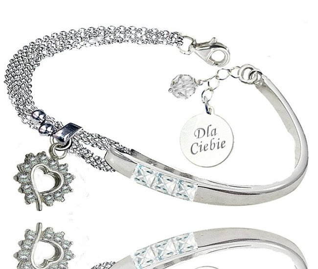 BR685 BRANSOLETKA Z GRAWEREM SREBRO 925 SWAROVSKI EL.