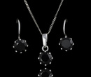480/135  komplet srebrny z czarnymi cyrkoniami