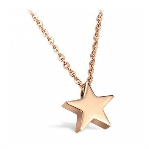 Nk 599/734 NASZYJNIK ze stali gwiazdki różowe złoto