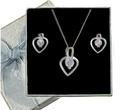 480/166  komplet srebrny serduszka z błyszczącymi cyrkoniami
