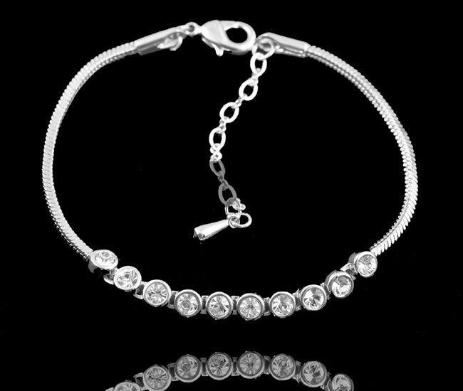 599/61 bransoletka z cyrkoniami na ślub posrebrzana