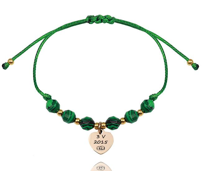 1639/2 bransoletka z sercem malachit