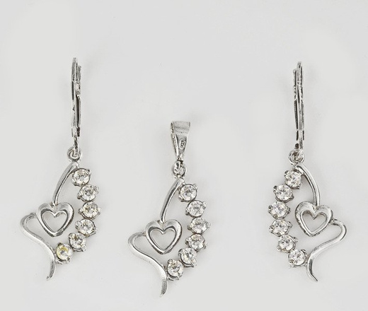 480/223 komplet srebrny serduszka