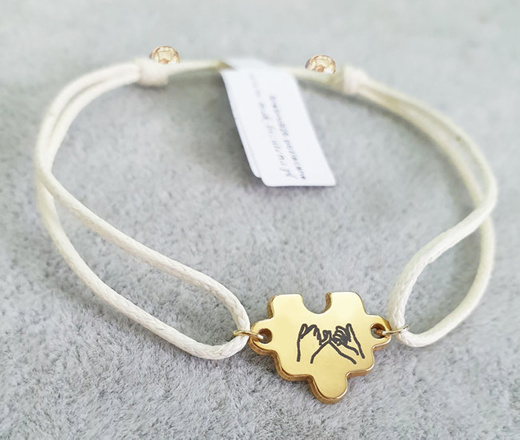 1313 bransoletka grawerowana srebro 925 złocone puzzel obietnica