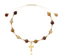 1631/3 bransoletka różaniec stal złocona z kamieniami naturalnymi