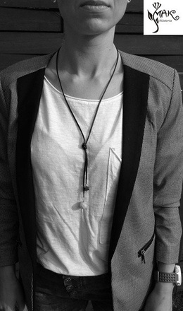 NK739 NASZYJNIK choker srebro 925 czarny sznurek Swarovski Elements