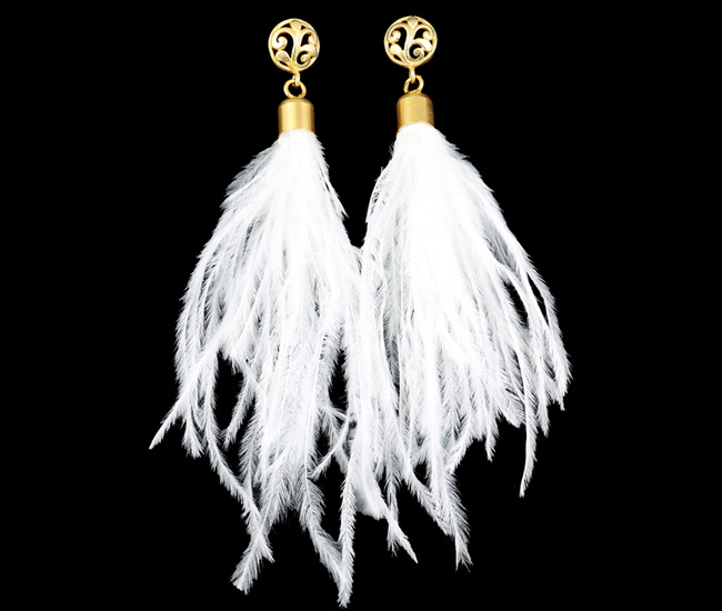 1513 kolczyki srebrne 925 pozłacane piórko