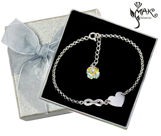BR831 BRANSOLETKA Z GRAWEREM Swarovski Elements serce infinity