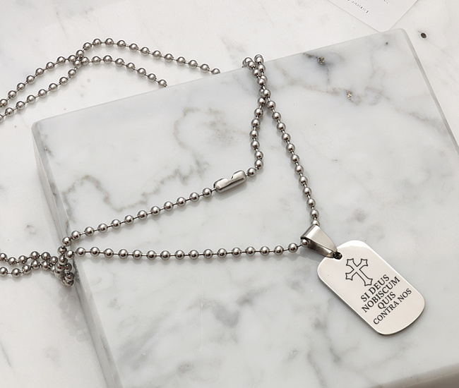 Nieśmiertelnik stalowy łańcuszek z blaszką pod grawerunek 1864/5