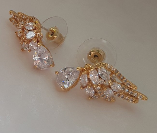 Kol 599/918 kolczyki pozłacane skrzydła anioła cyrkonie
