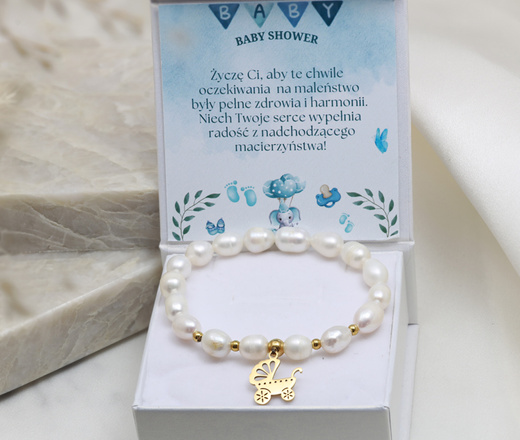 Bransoletka z grawerem i perłami dla mamy 1804