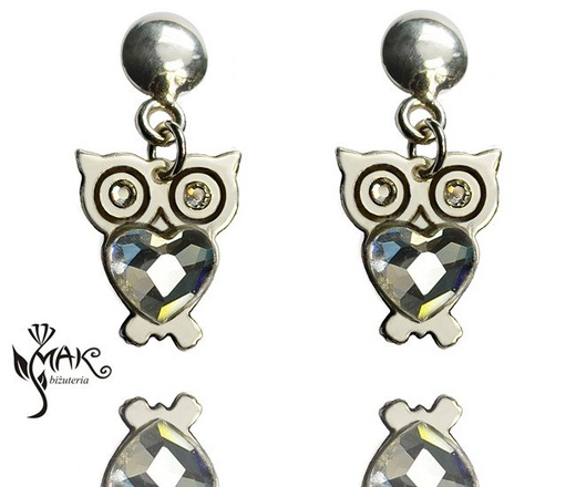 KPL719 Sowy Swarovski Elements KOMPLET kryształy + pudełko z grawerem