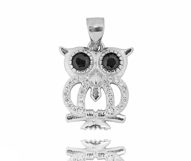 114/22 wisiorek sowa z cyrkoniami dzień nauczyciela