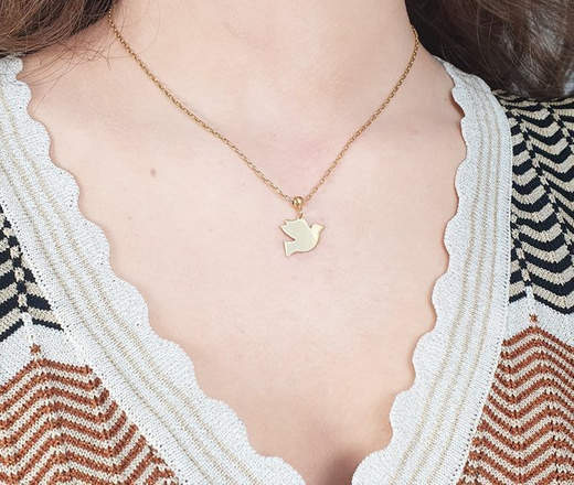 1265 naszyjnik srebro pozłacane 925 ptak gołąb z grawerem