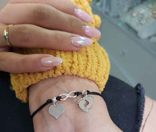 BR993 BRANSOLETKA Z GRAWEREM sznurek infinity Swarovski Elements serce