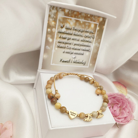 1599 bransoletka z grawerem serce stópki pozłacane