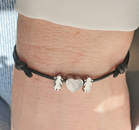 1350 bransoletka stopki serce z grawerunkiem stalowa