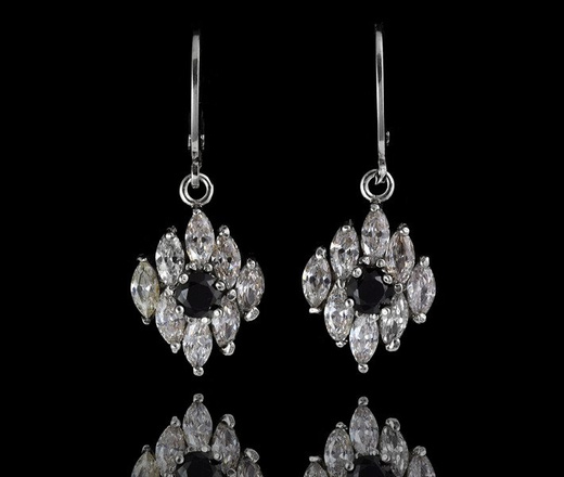 480/237 kolczyki srebrne z czarnymi cyrkoniami