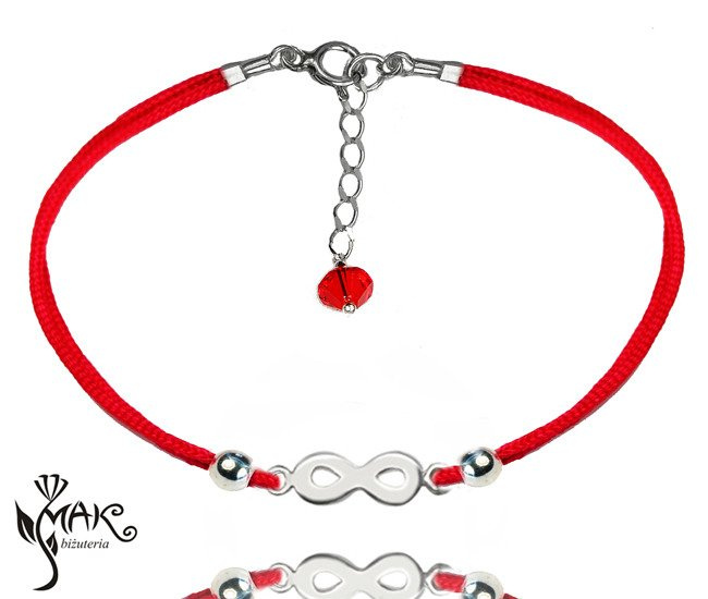 BR835 BRANSOLETKA infinity, nieskończoność srebrna sznurek